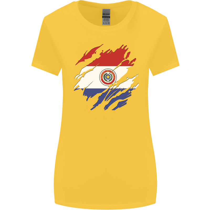 Torn Paraguay Flag Paraguayan Day Football Womens Wider Cut T-Shirt Yellow