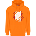 Torn Peru Flag Peruvian Day Football Childrens Kids Hoodie Orange