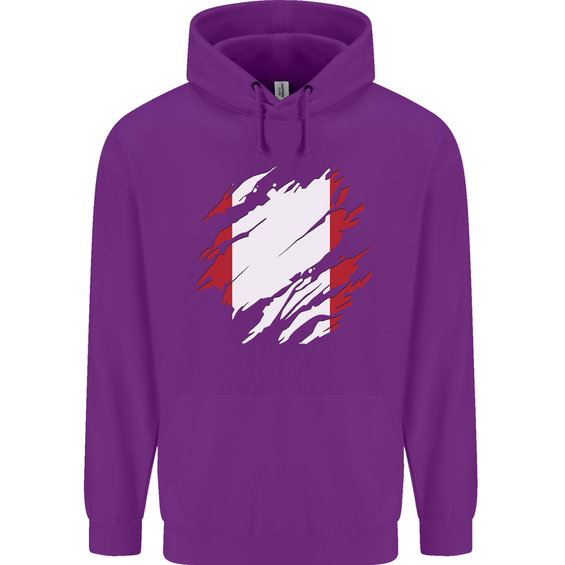 Torn Peru Flag Peruvian Day Football Childrens Kids Hoodie Purple