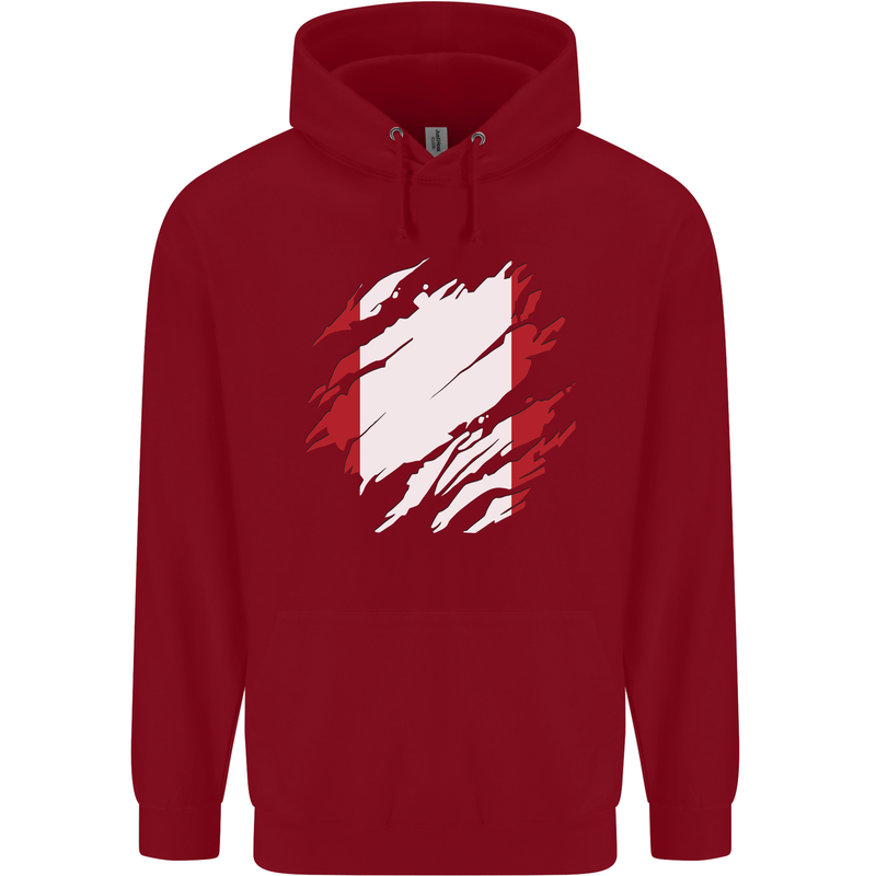 Torn Peru Flag Peruvian Day Football Childrens Kids Hoodie Red