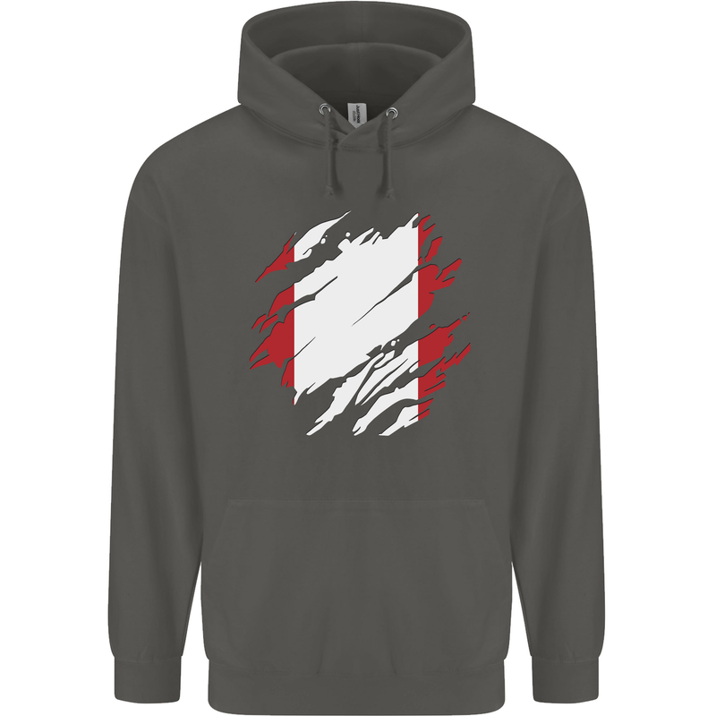 Torn Peru Flag Peruvian Day Football Childrens Kids Hoodie Storm Grey