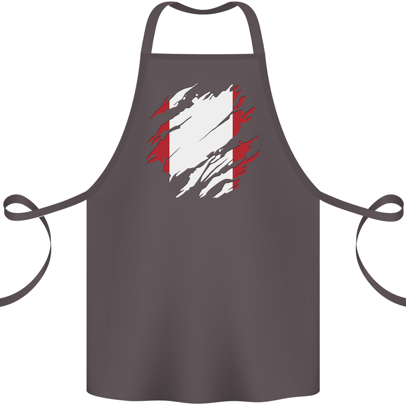 Torn Peru Flag Peruvian Day Football Cotton Apron 100% Organic Dark Grey