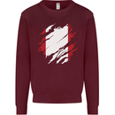 Torn Peru Flag Peruvian Day Football Kids Sweatshirt Jumper Maroon