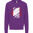 Torn Peru Flag Peruvian Day Football Kids Sweatshirt Jumper Purple