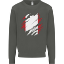 Torn Peru Flag Peruvian Day Football Kids Sweatshirt Jumper Storm Grey
