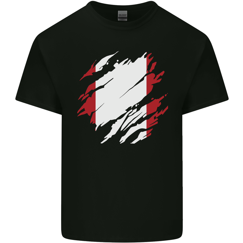 Torn Peru Flag Peruvian Day Football Kids T-Shirt Childrens Black