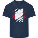 Torn Peru Flag Peruvian Day Football Kids T-Shirt Childrens Navy Blue