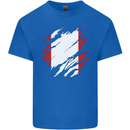 Torn Peru Flag Peruvian Day Football Kids T-Shirt Childrens Royal Blue