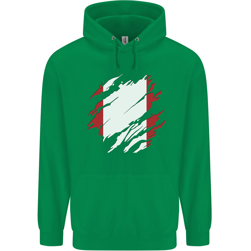 Torn Peru Flag Peruvian Day Football Mens 80% Cotton Hoodie Irish Green