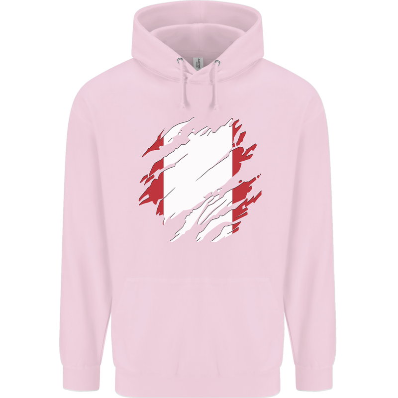 Torn Peru Flag Peruvian Day Football Mens 80% Cotton Hoodie Light Pink