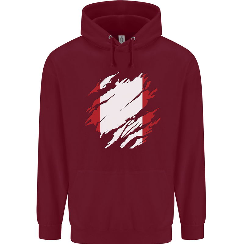 Torn Peru Flag Peruvian Day Football Mens 80% Cotton Hoodie Maroon