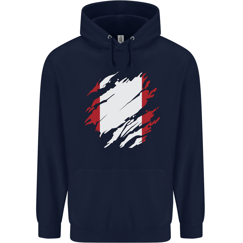 Torn Peru Flag Peruvian Day Football Mens 80% Cotton Hoodie Navy Blue