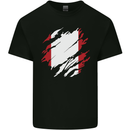 Torn Peru Flag Peruvian Day Football Mens Cotton T-Shirt Tee Top Black