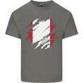 Torn Peru Flag Peruvian Day Football Mens Cotton T-Shirt Tee Top Charcoal