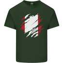 Torn Peru Flag Peruvian Day Football Mens Cotton T-Shirt Tee Top Forest Green
