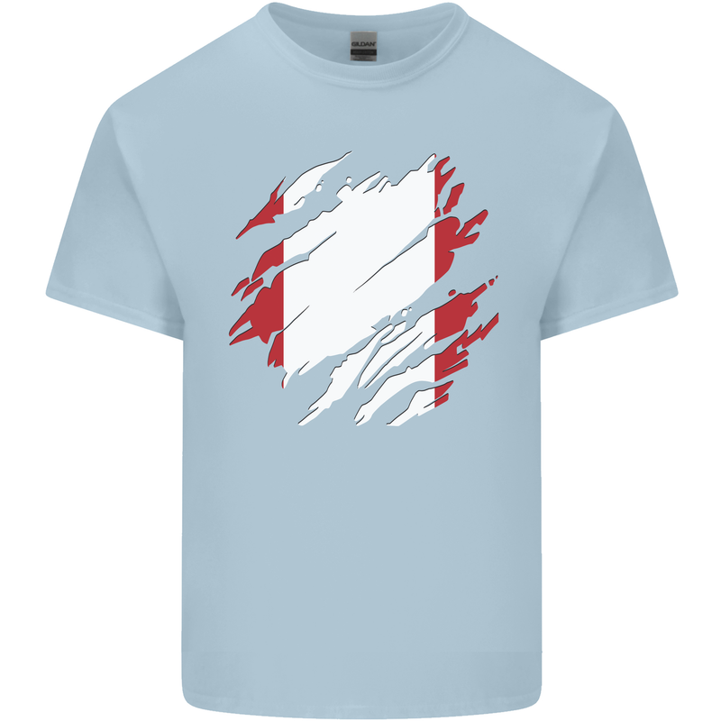Torn Peru Flag Peruvian Day Football Mens Cotton T-Shirt Tee Top Light Blue