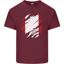 Torn Peru Flag Peruvian Day Football Mens Cotton T-Shirt Tee Top Maroon
