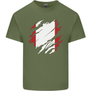 Torn Peru Flag Peruvian Day Football Mens Cotton T-Shirt Tee Top Military Green