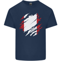 Torn Peru Flag Peruvian Day Football Mens Cotton T-Shirt Tee Top Navy Blue