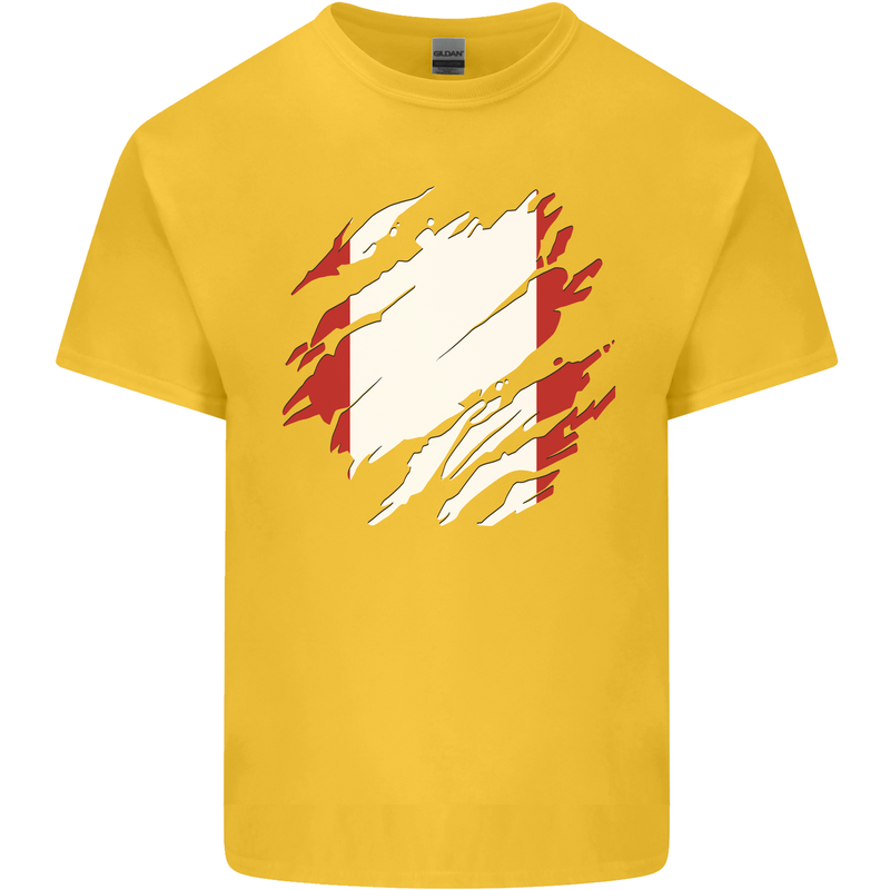 Torn Peru Flag Peruvian Day Football Mens Cotton T-Shirt Tee Top Yellow
