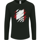 Torn Peru Flag Peruvian Day Football Mens Long Sleeve T-Shirt Black