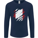 Torn Peru Flag Peruvian Day Football Mens Long Sleeve T-Shirt Navy Blue