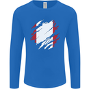 Torn Peru Flag Peruvian Day Football Mens Long Sleeve T-Shirt Royal Blue