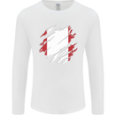 Torn Peru Flag Peruvian Day Football Mens Long Sleeve T-Shirt White