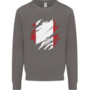 Torn Peru Flag Peruvian Day Football Mens Sweatshirt Jumper Charcoal