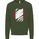 Torn Peru Flag Peruvian Day Football Mens Sweatshirt Jumper Forest Green