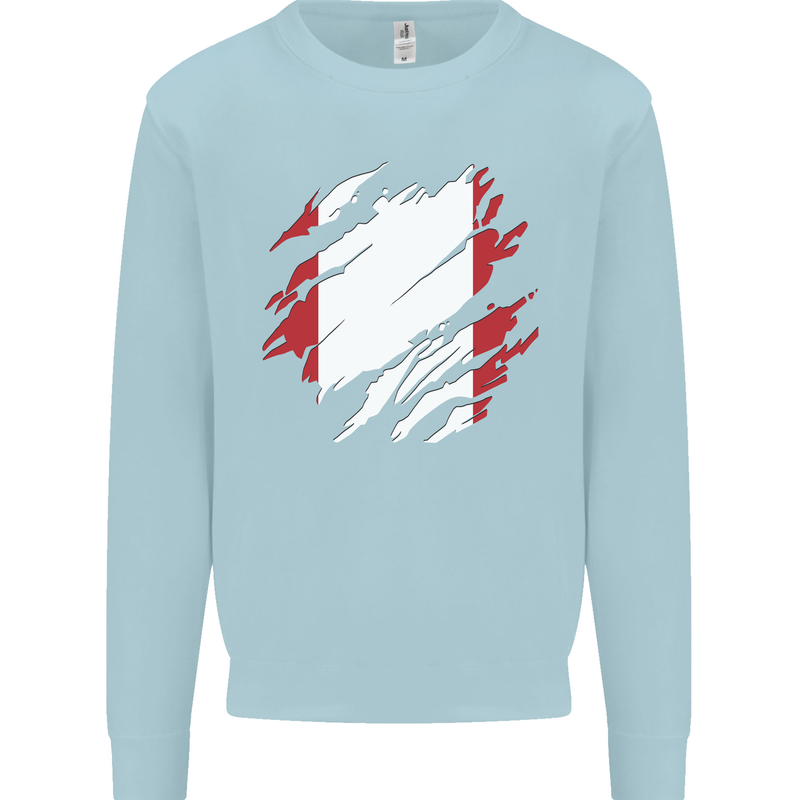 Torn Peru Flag Peruvian Day Football Mens Sweatshirt Jumper Light Blue