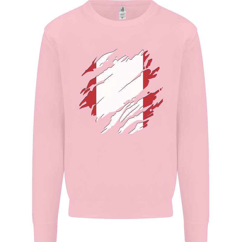Torn Peru Flag Peruvian Day Football Mens Sweatshirt Jumper Light Pink
