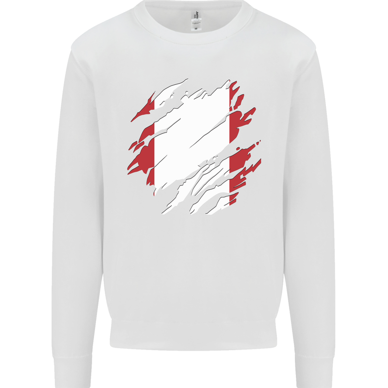 Torn Peru Flag Peruvian Day Football Mens Sweatshirt Jumper White