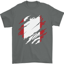 Torn Peru Flag Peruvian Day Football Mens T-Shirt 100% Cotton Charcoal