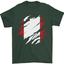 Torn Peru Flag Peruvian Day Football Mens T-Shirt 100% Cotton Forest Green