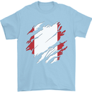 Torn Peru Flag Peruvian Day Football Mens T-Shirt 100% Cotton Light Blue