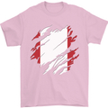 Torn Peru Flag Peruvian Day Football Mens T-Shirt 100% Cotton Light Pink
