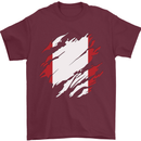 Torn Peru Flag Peruvian Day Football Mens T-Shirt 100% Cotton Maroon