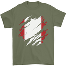 Torn Peru Flag Peruvian Day Football Mens T-Shirt 100% Cotton Military Green