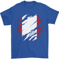 Torn Peru Flag Peruvian Day Football Mens T-Shirt 100% Cotton Royal Blue