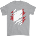 Torn Peru Flag Peruvian Day Football Mens T-Shirt 100% Cotton Sports Grey