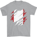 Torn Peru Flag Peruvian Day Football Mens T-Shirt 100% Cotton Sports Grey