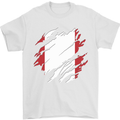 Torn Peru Flag Peruvian Day Football Mens T-Shirt 100% Cotton White