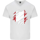 Torn Peru Flag Peruvian Day Football Mens V-Neck Cotton T-Shirt White