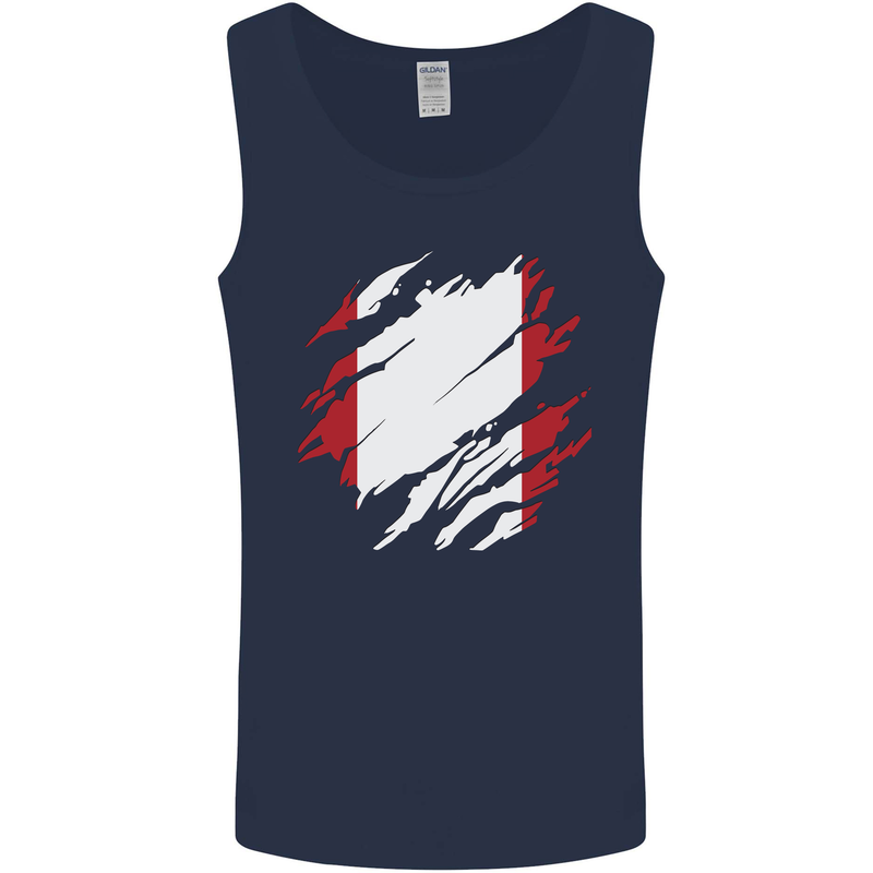 Torn Peru Flag Peruvian Day Football Mens Vest Tank Top Navy Blue