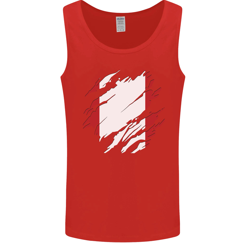 Torn Peru Flag Peruvian Day Football Mens Vest Tank Top Red