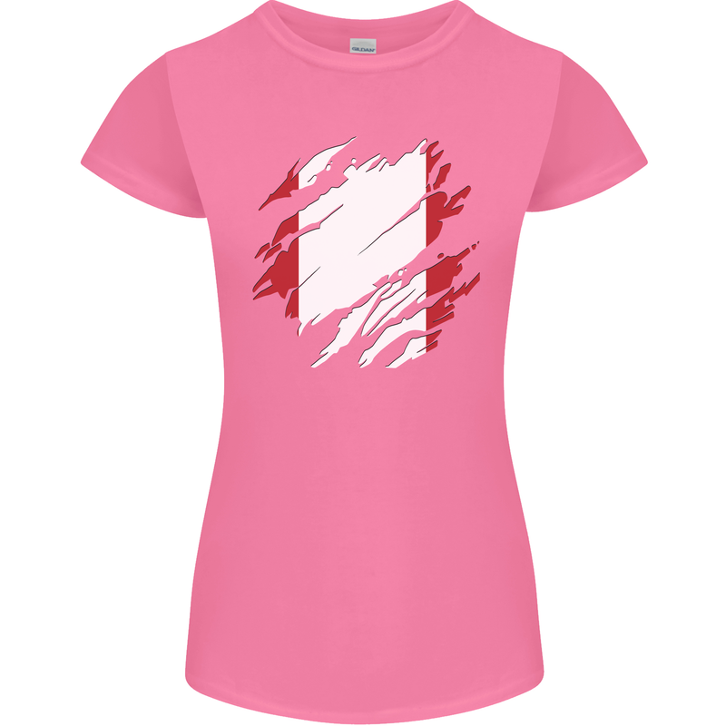 Torn Peru Flag Peruvian Day Football Womens Petite Cut T-Shirt Azalea