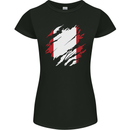 Torn Peru Flag Peruvian Day Football Womens Petite Cut T-Shirt Black