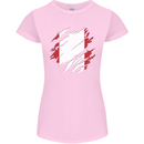 Torn Peru Flag Peruvian Day Football Womens Petite Cut T-Shirt Light Pink