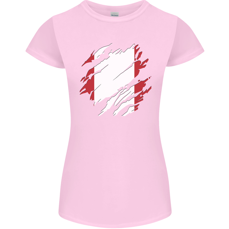 Torn Peru Flag Peruvian Day Football Womens Petite Cut T-Shirt Light Pink